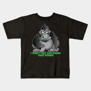 Vegan Gorilla Don't Eat Anything That Poops Funny Kids T-Shirt